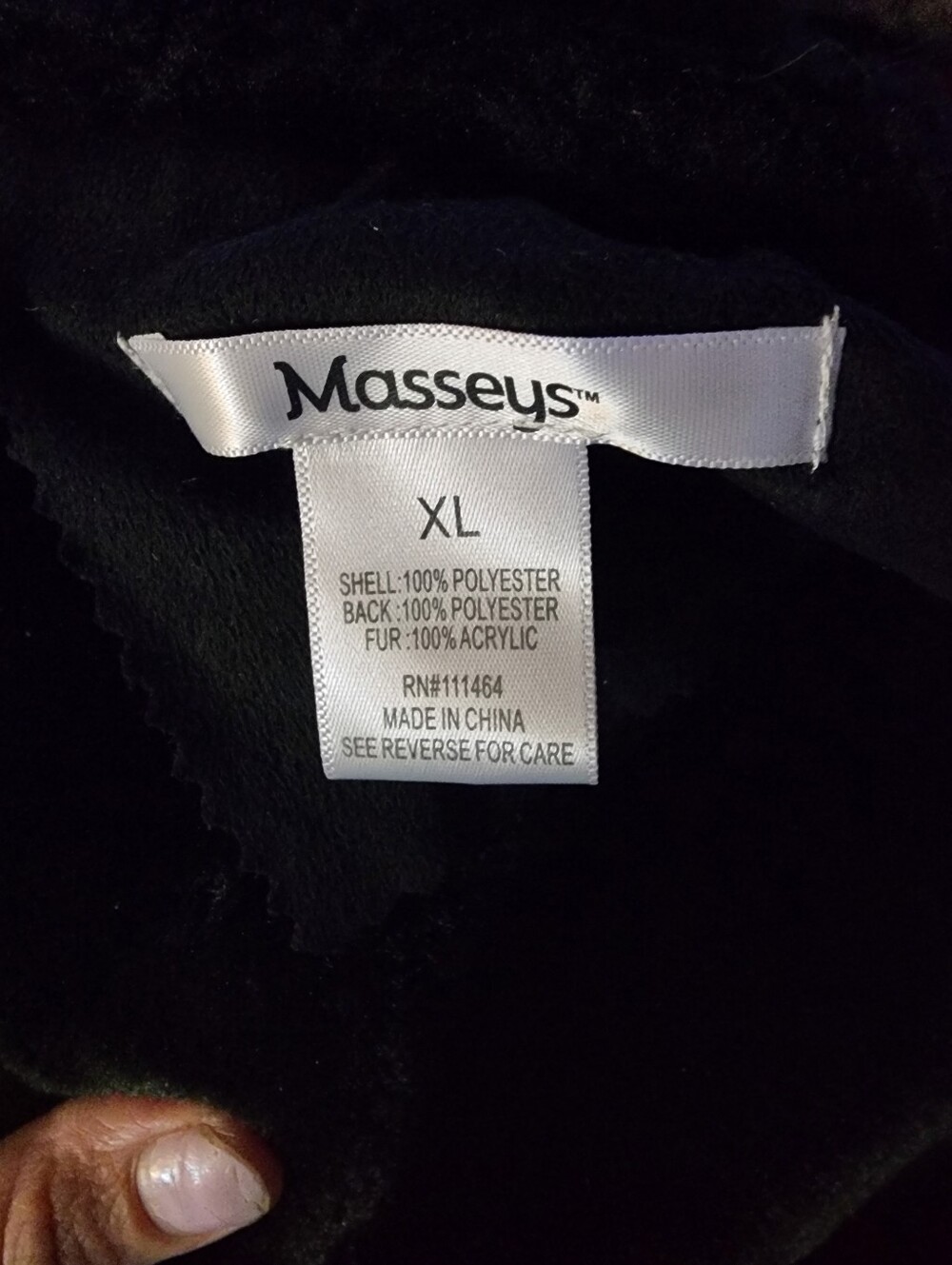 Masseys Black Long Faux Fur Trim Coat Women’s XL Elegant Winter - Picture 14 of 16